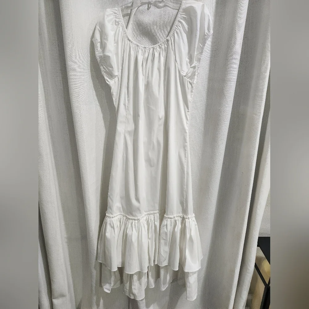 CAROLINE CONSTAS NWT White Ruffle Midi Lyla Dress - Picture 4 of 7